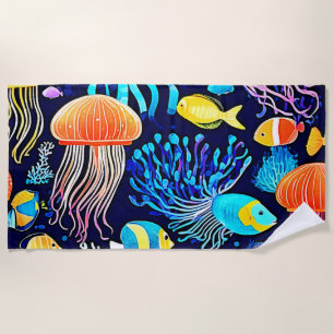Jellyfish & Fish: Deep Sea Delight Beach Towel