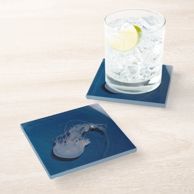 Jellyfish Glass Coaster (Angled)