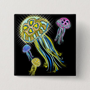 Jellyfish Group 2 Inch Square Button