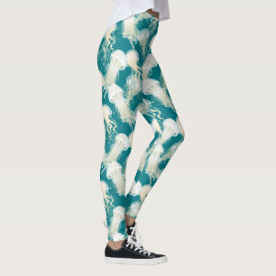 Jellyfish In Blue Ocean Summer Season Leggings