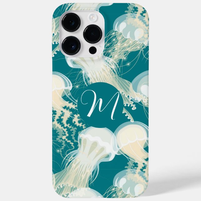 Jellyfish In Blue Ocean Summer Season Monogram Case-Mate iPhone Case (Back)