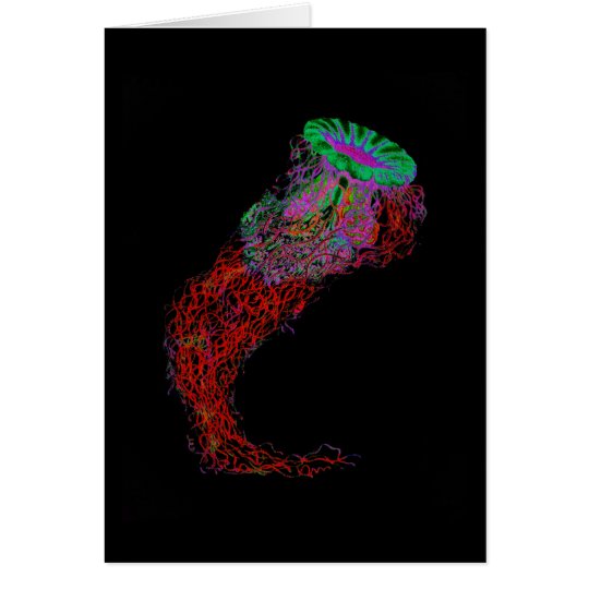 Jellyfish in Neon Colours Card