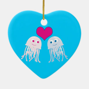 Jellyfish Love Ceramic Ornament