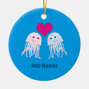 Jellyfish Love Ceramic Ornament
