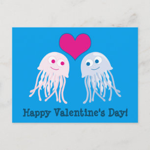 Jellyfish Love Happy Valentine's Day Holiday Postcard