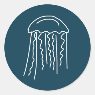 Jellyfish marine life aquatic modern classic round sticker