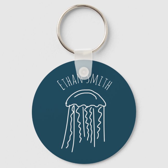 Jellyfish marine life aquatic modern keychain (Front)
