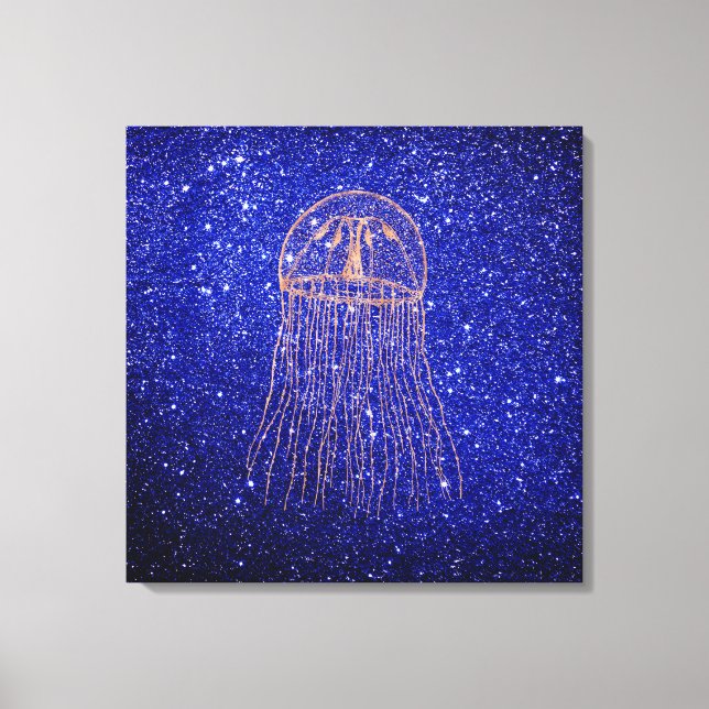 Jellyfish Marine Sea Ocean Life Pink Rose Gold Canvas Print (Front)