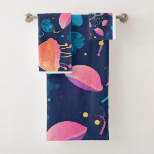 Jellyfish Mosaic Colourful Personalized Pattern Bath Towel Set