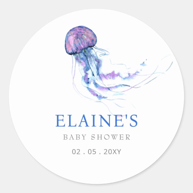 Jellyfish Ocean Beach Under The Sea Baby Shower  Classic Round Sticker (Front)