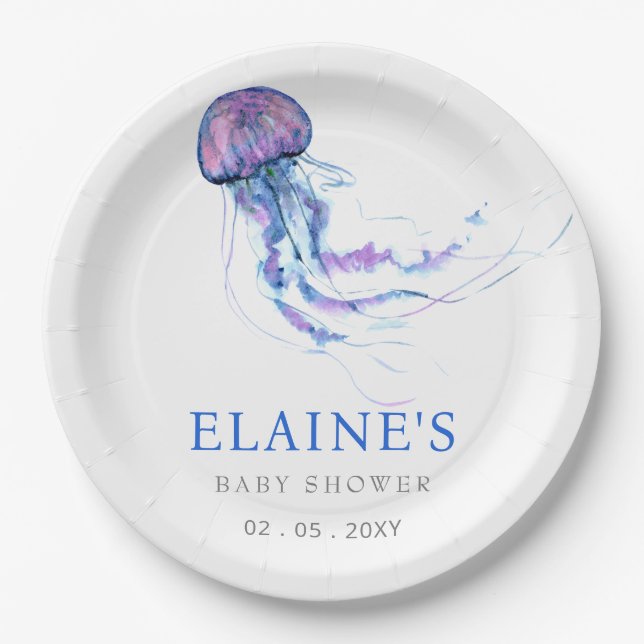 Jellyfish Ocean Beach Under The Sea Baby Shower  Paper Plate (Front)