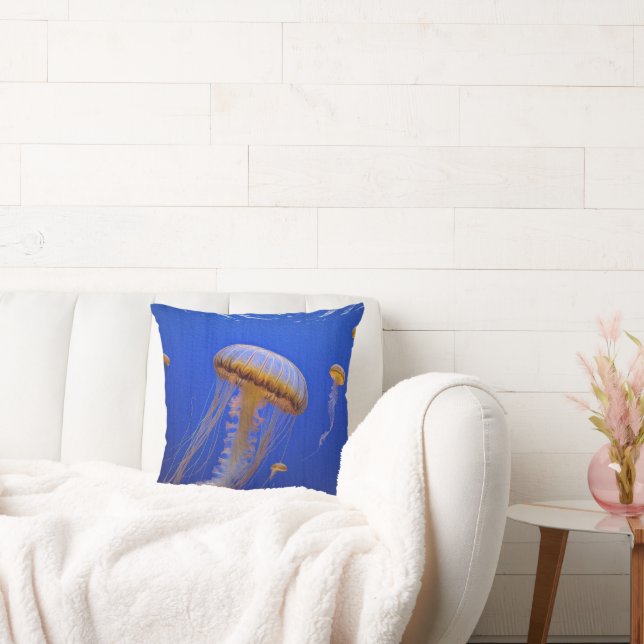 Jellyfish Oil Paint Decorative Throw Pillow (Couch)