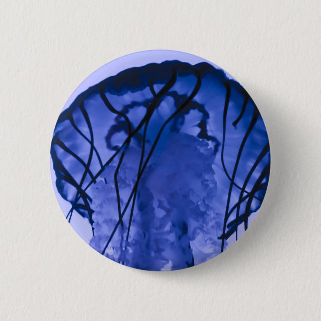 Jellyfish on Blue 2 Inch Round Button (Front)