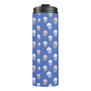 Jellyfish on Blue Background Thermal Tumbler