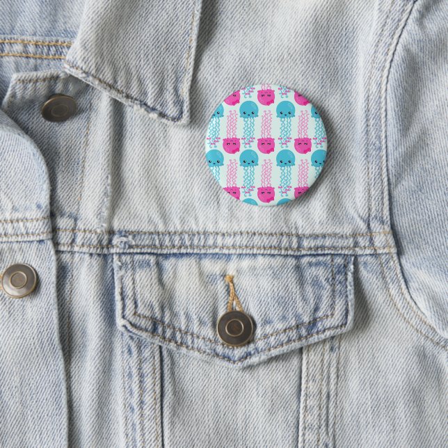 Jellyfish Pattern, Cute Jellyfish, Sea Animals 2 Inch Round Button (In Situ)