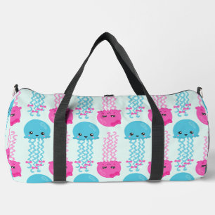 Jellyfish Pattern, Cute Jellyfish, Sea Animals Duffle Bag