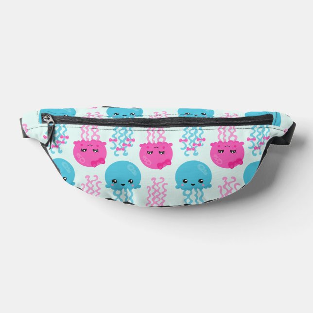 Jellyfish Pattern, Cute Jellyfish, Sea Animals Fanny Pack (Lay Down)