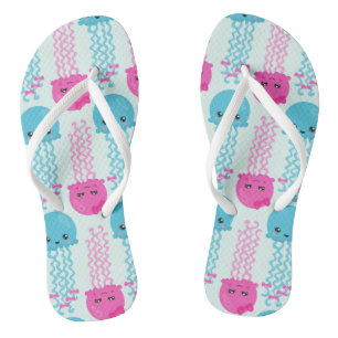 Jellyfish Pattern, Cute Jellyfish, Sea Animals Flip Flops