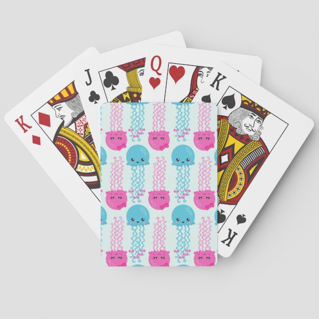 Jellyfish Pattern, Cute Jellyfish, Sea Animals Playing Cards (Back)