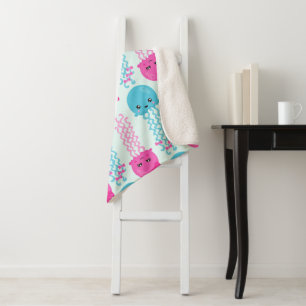Jellyfish Pattern, Cute Jellyfish, Sea Animals Sherpa Blanket