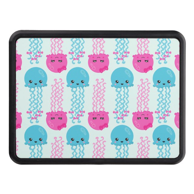 Jellyfish Pattern, Cute Jellyfish, Sea Animals Trailer Hitch Cover (Front)