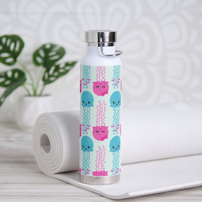 Jellyfish Pattern, Cute Jellyfish, Sea Animals Water Bottle (Yoga)