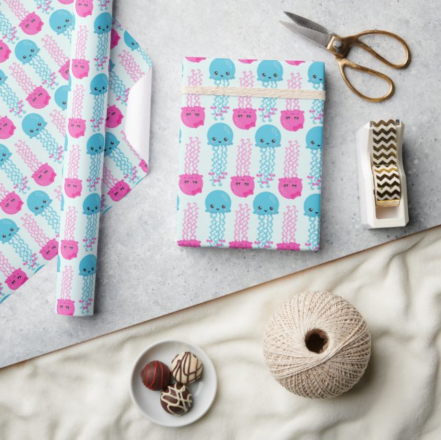 Jellyfish Pattern, Cute Jellyfish, Sea Animals Wrapping Paper (Crafts)