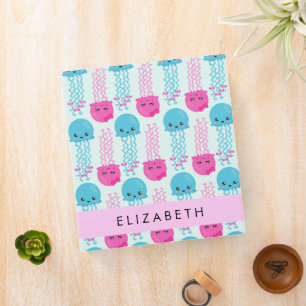 Jellyfish Pattern, Cute Jellyfish, Sea, Your Name Binder