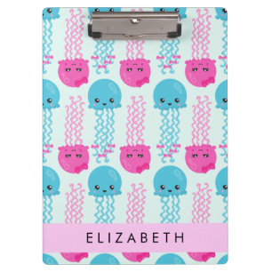 Jellyfish Pattern, Cute Jellyfish, Sea, Your Name Clipboard
