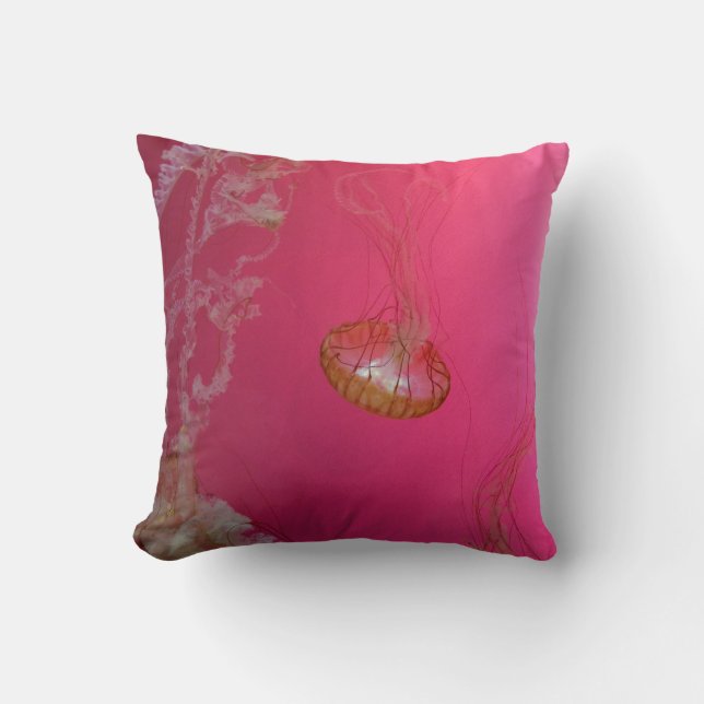 Jellyfish Pink Throw Pillow (Front)