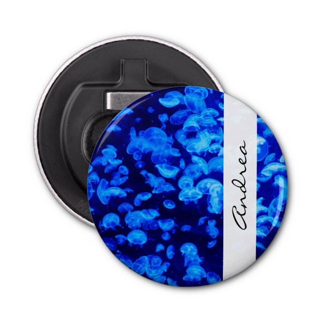 Jellyfish, Sea Animals, Sea Life, Your Name Bottle Opener (Front)