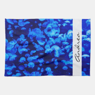 Jellyfish, Sea Animals, Sea Life, Your Name Kitchen Towel
