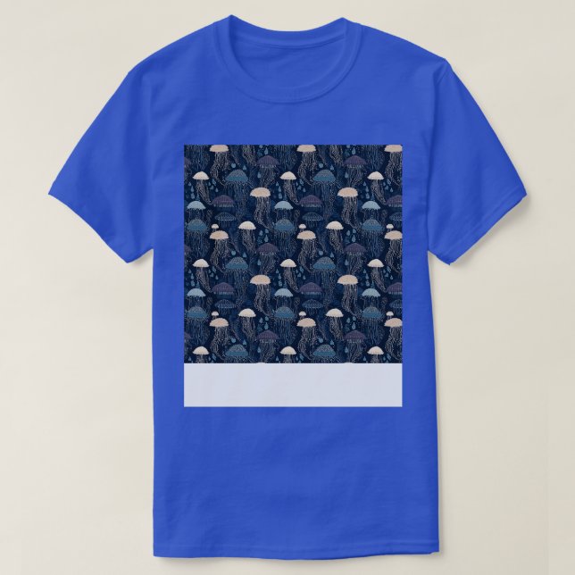 Jellyfish Seamless Pattern Jelly Fish Aquatic Mari T-Shirt (Design Front)