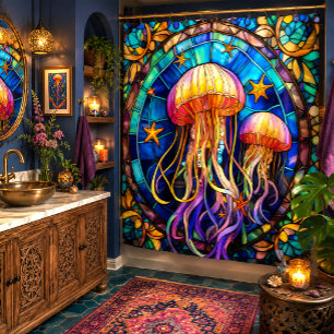 Jellyfish stained glass style art