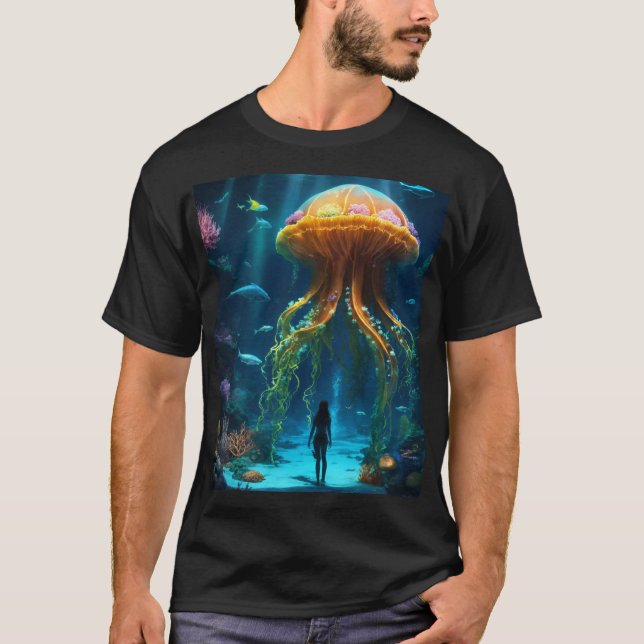"Jellyfish T-Shirt – Vibrant and Artistic Ocean-In (Front)