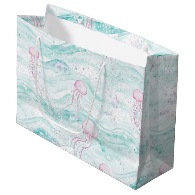 Jellyfish Underwater Adventure Pattern Large Gift Bag (Front Angled)