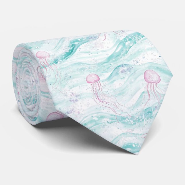 Jellyfish Underwater Adventure Pattern Tie (Rolled)