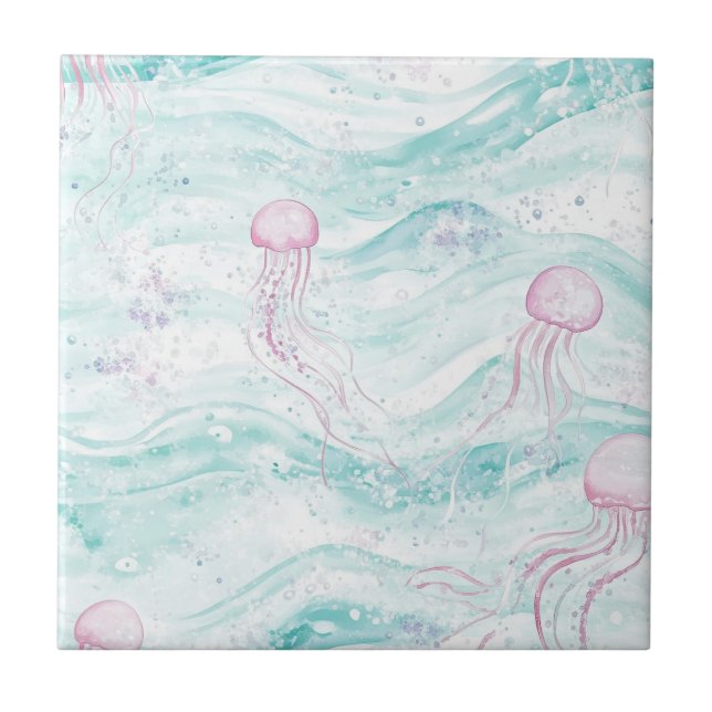 Jellyfish Underwater Adventure Pattern Tile (Front)