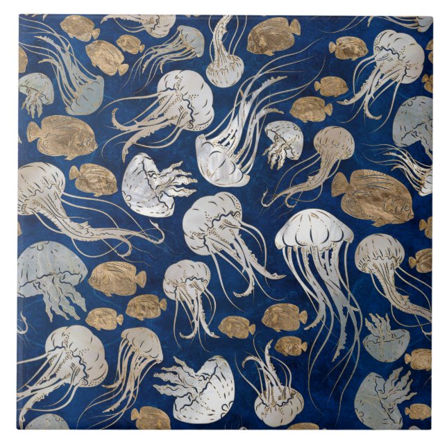 Jellyfish Underwater Pattern Tile (Front)