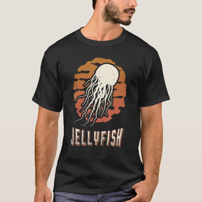 Jellyfish Vintage Retro Classic Animal Sunset T-Shirt (Front)