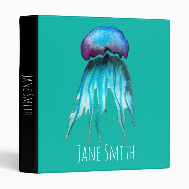 Jellyfish watercolor colourful modern aquatic binder (Front/Spine)