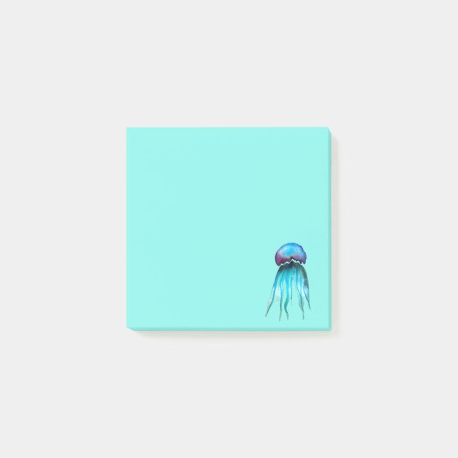 Jellyfish watercolor colourful modern aquatic post-it notes (Front)