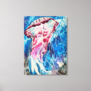 Jellyfish watercolor ocean art canvas print