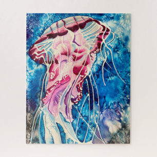 Jellyfish watercolor ocean art jigsaw puzzle