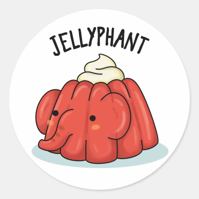 Jellyphant Funny Elephant Jelly Pun  Classic Round Sticker (Front)