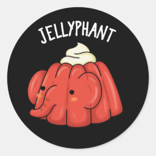 Jellyphant Funny Elephant Jelly Pun Dark BG Classic Round Sticker