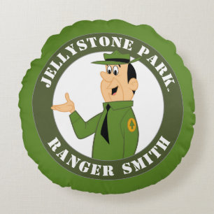 Jellystone's Ranger Smith Portrait Round Pillow