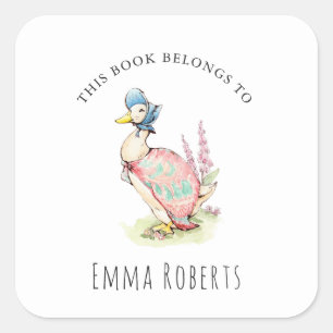 Jemima Duck 'This Book Belongs' Kids Bookplate Square Sticker