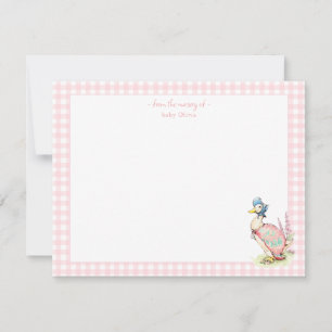 Jemima Duck with pink Gingham Border Baby girl Thank You Card