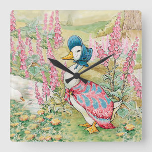 Jemima Puddle Duck by the Lake Square Wall Clock